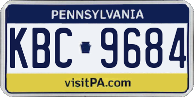 PA license plate KBC9684