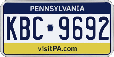 PA license plate KBC9692