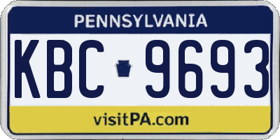 PA license plate KBC9693