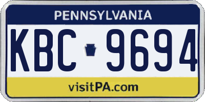 PA license plate KBC9694