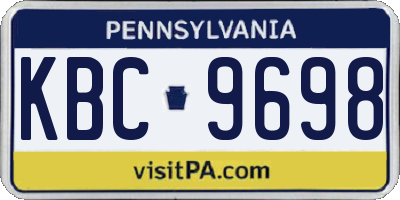 PA license plate KBC9698