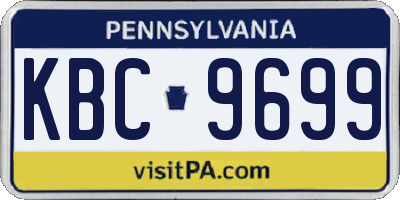 PA license plate KBC9699
