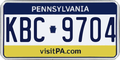 PA license plate KBC9704