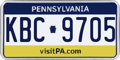 PA license plate KBC9705
