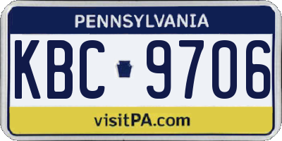 PA license plate KBC9706