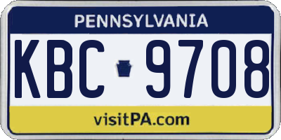 PA license plate KBC9708