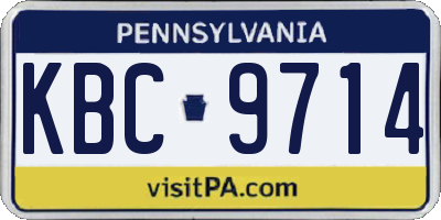 PA license plate KBC9714