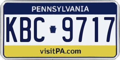 PA license plate KBC9717