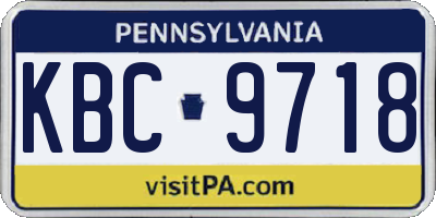 PA license plate KBC9718