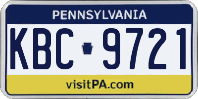 PA license plate KBC9721