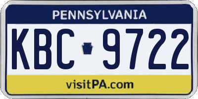 PA license plate KBC9722