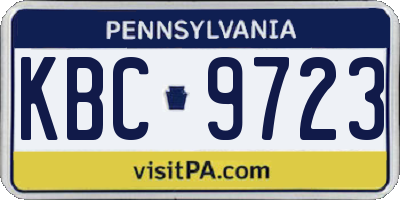 PA license plate KBC9723