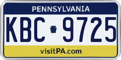 PA license plate KBC9725