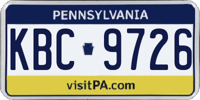 PA license plate KBC9726