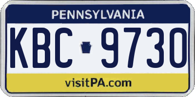 PA license plate KBC9730