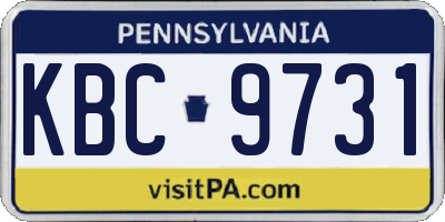 PA license plate KBC9731
