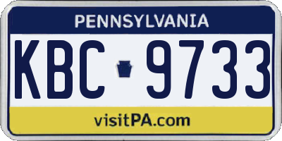 PA license plate KBC9733
