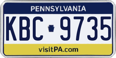 PA license plate KBC9735