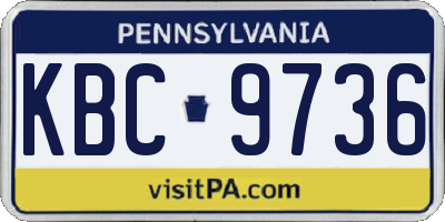 PA license plate KBC9736