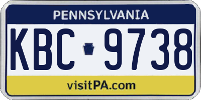 PA license plate KBC9738