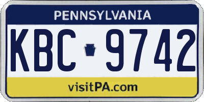 PA license plate KBC9742