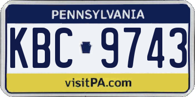 PA license plate KBC9743