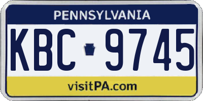 PA license plate KBC9745