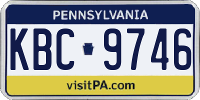 PA license plate KBC9746