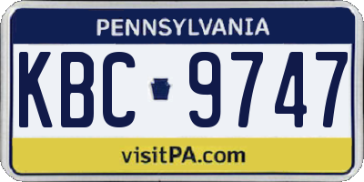 PA license plate KBC9747