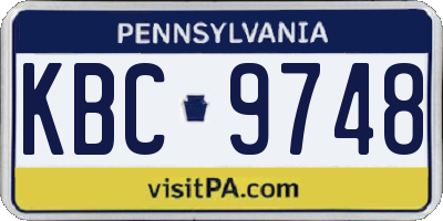 PA license plate KBC9748