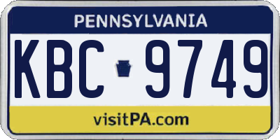 PA license plate KBC9749