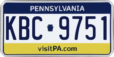 PA license plate KBC9751