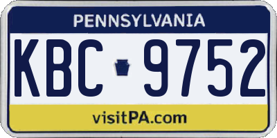 PA license plate KBC9752