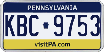 PA license plate KBC9753