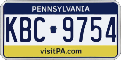 PA license plate KBC9754