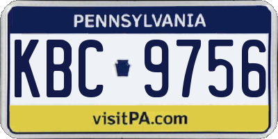 PA license plate KBC9756