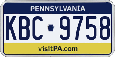 PA license plate KBC9758