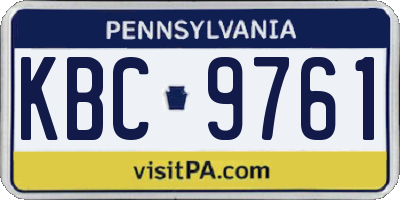 PA license plate KBC9761