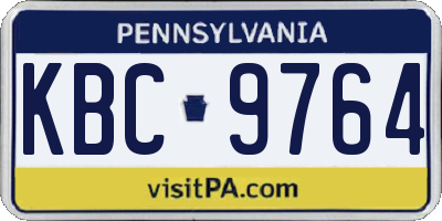 PA license plate KBC9764