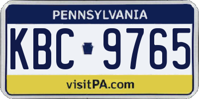 PA license plate KBC9765