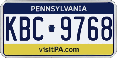 PA license plate KBC9768