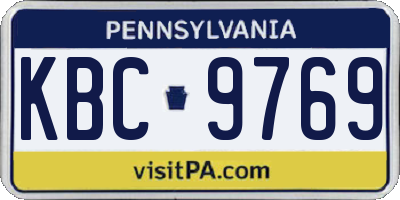 PA license plate KBC9769