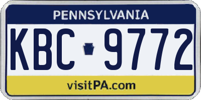 PA license plate KBC9772