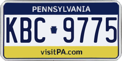 PA license plate KBC9775