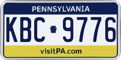 PA license plate KBC9776