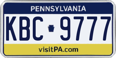 PA license plate KBC9777