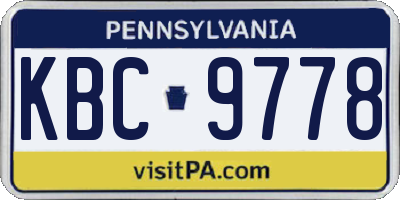 PA license plate KBC9778