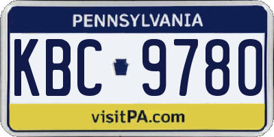 PA license plate KBC9780