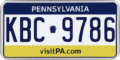 PA license plate KBC9786