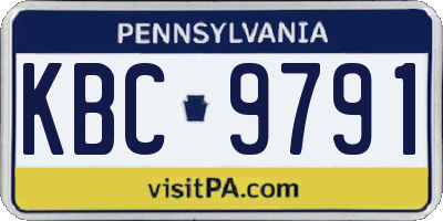PA license plate KBC9791